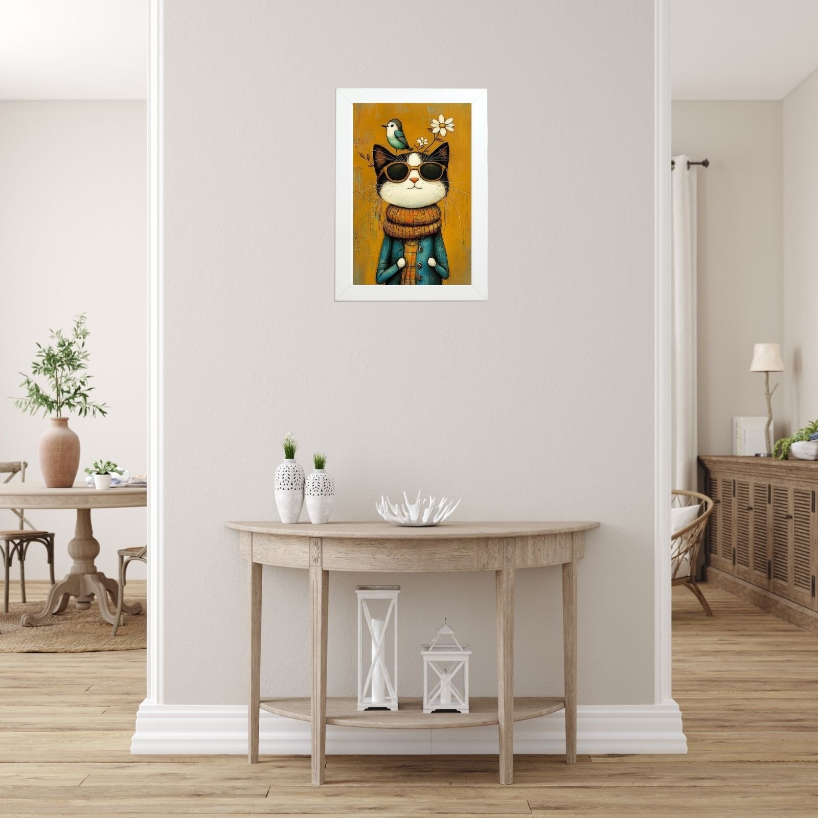 Poster u ramu Mačiji Hipster – Originalan poklon za mačkoljupce