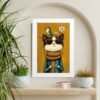 Poster u ramu Mačiji Hipster – Originalan poklon za mačkoljupce