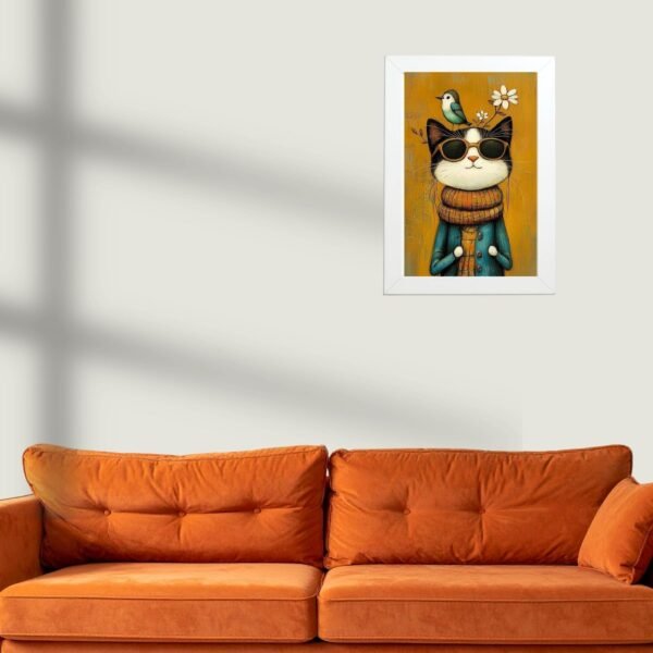 Poster u ramu Mačiji Hipster – Originalan poklon za mačkoljupce