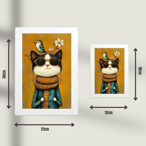 Poster u ramu Mačiji Hipster – Originalan poklon za mačkoljupce