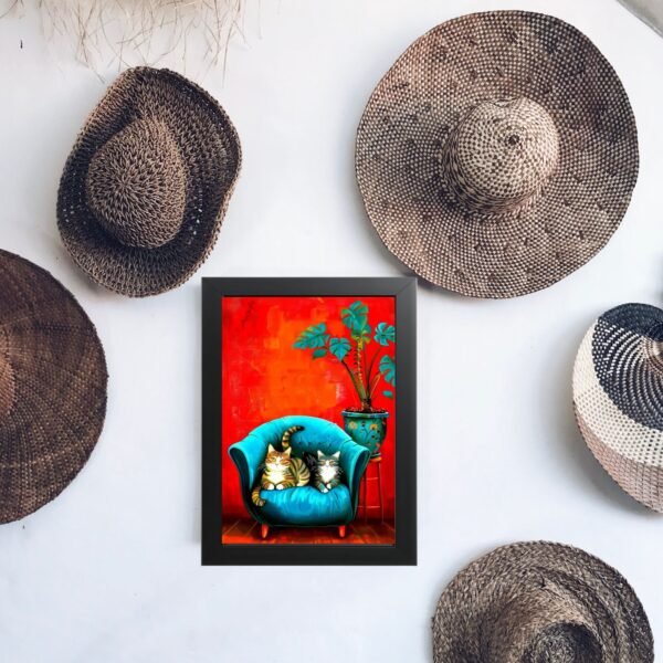 poster u crnom ramu mačiji par udobnosti dekoracija doma