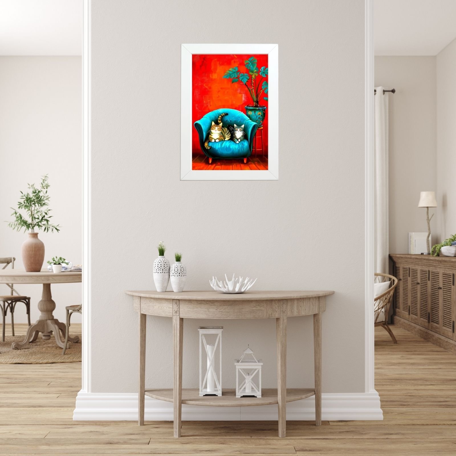 poster u ramu mačiji par udobnosti dekoracija doma u hodniku