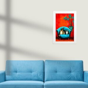 poster u ramu mačiji par udobnosti dekoracija iznad troseda