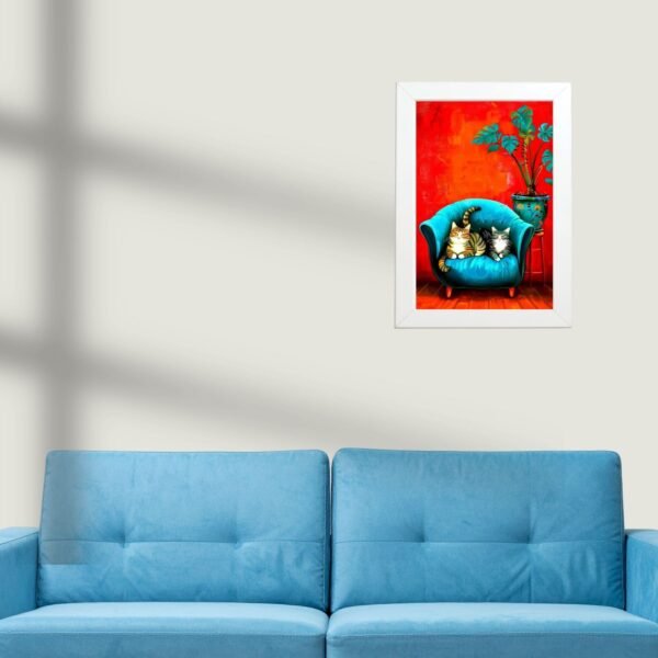 poster u ramu mačiji par udobnosti dekoracija iznad troseda