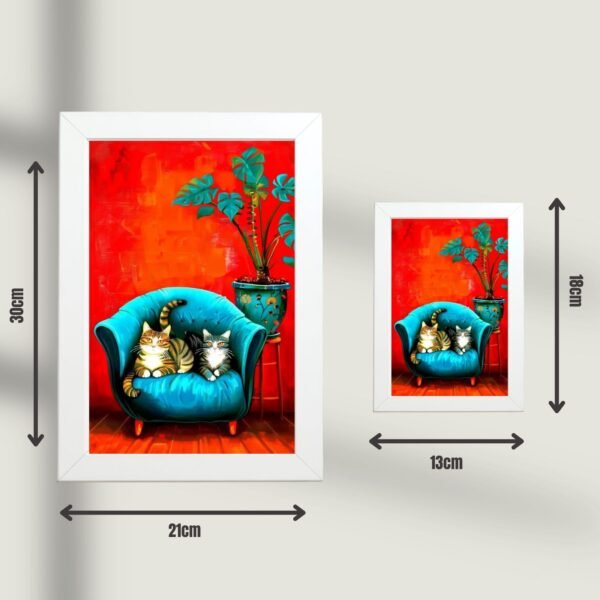 dimenzije poster u ramu mačiji par udobnosti 21x30 i 13x18 cm