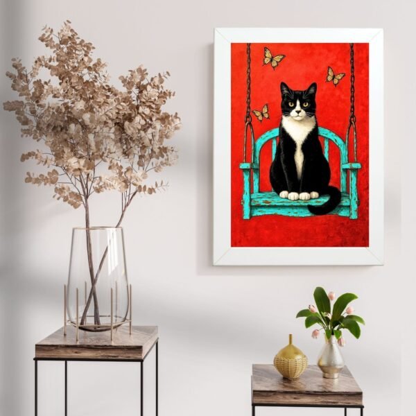 poster mačka u ramu enterijer dekoracija dnevne sobe