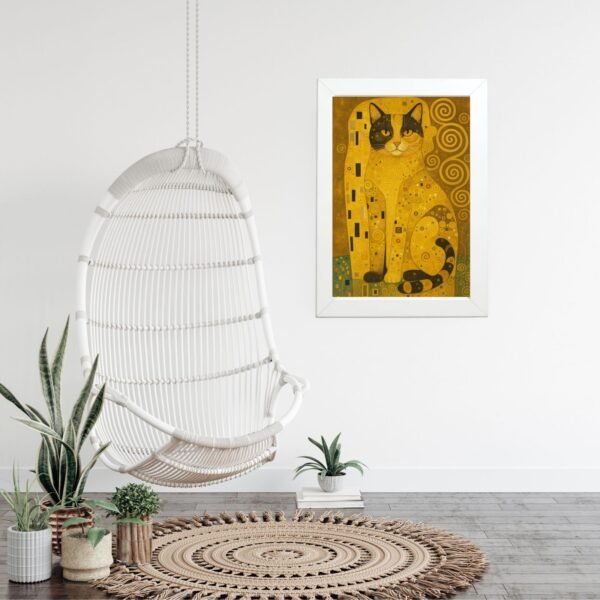 Umetnički poster Zlatna mačka u ramu – ideja za dekoraciju predsoblja