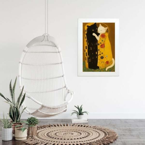 Poster u ramu Zlatni par mačaka u modernom enterijeru