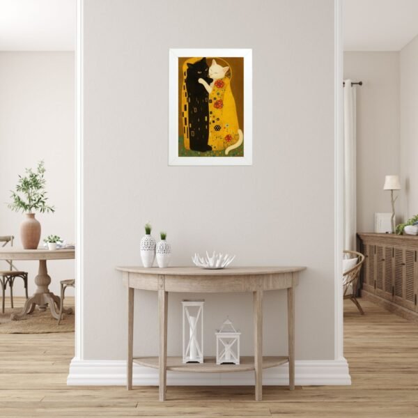 Dekorativni poster Zlatni par mačaka za hodnik ili dnevnu sobu