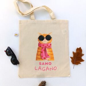 Ceger samo lagano – pamučni ceger inspirisan mačkama sa ilustracijom narandžaste mačke i duhovitim Mačketina dizajnom