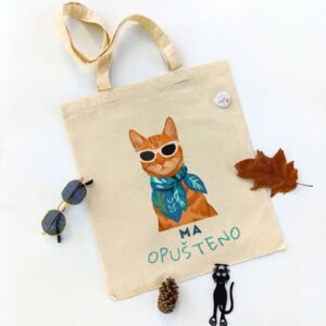 Pamučni ceger ma opušteno sa ilustracijom mačke i natpisom ma opušteno – idealan ceger za sve ljubitelje mačaka Mačketina dizajn