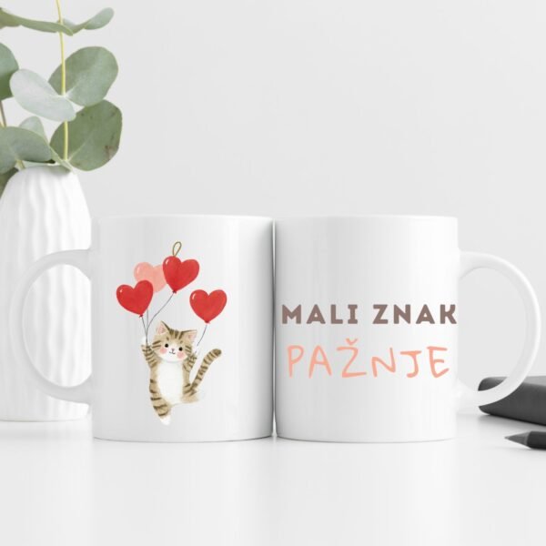 Šolja Mali znak pažnje sa mačkom i srcima – Mačketina poklon dizajn