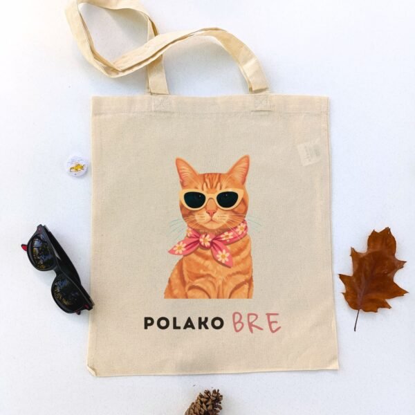 Pamučni ceger Polako bre – ceger sa mačkom sa duhovitim natpisom, Mačketina dizajn ceger za ljubitelje mačaka