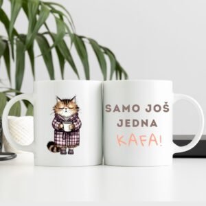 Šolja Samo još jedna kafa sa pospanom mačkom – Mačketina dizajn za sporija jutra