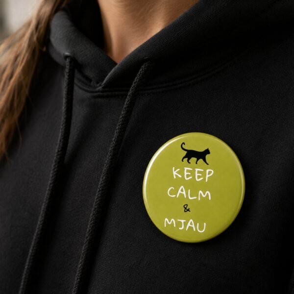 Bedž Keep Calm & Mjau – originalan poklon za sve ljubitelje mačaka sa mačijim motivom