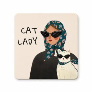 Magnet Cat Lady - Originalan Poklon Za Ljubitelje Mačaka od finog drveta dimenzija 7.6 x 7.6 cm