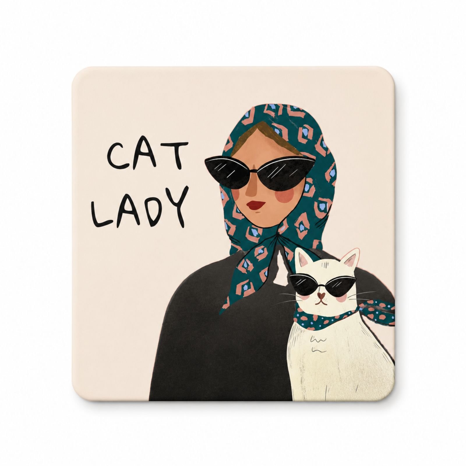 Magnet Cat Lady - Originalan Poklon Za Ljubitelje Mačaka od finog drveta dimenzija 7.6 x 7.6 cm
