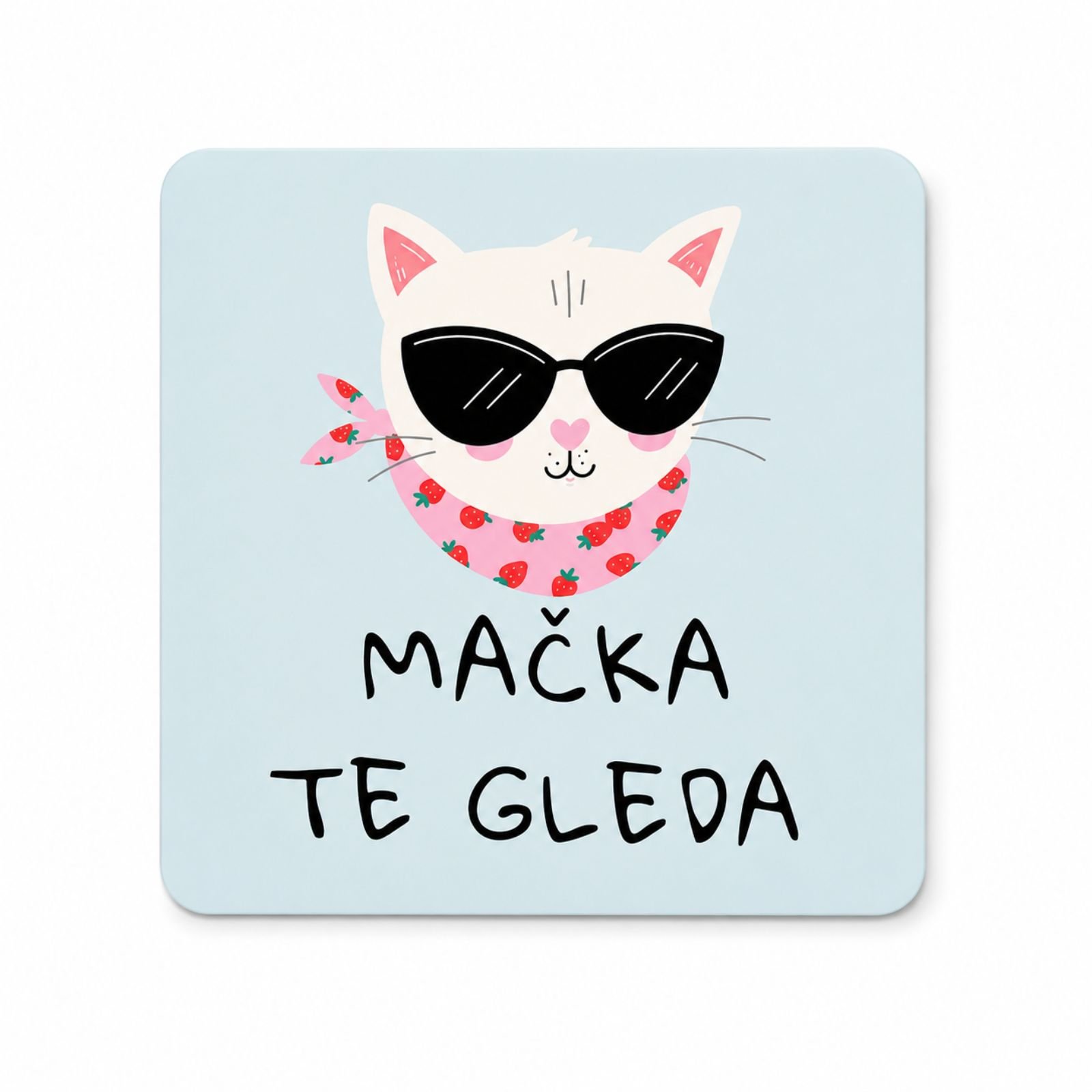 Magnet Mačka Te Gleda - Poklon Za Sve Koji Vole Mačke od finog drveta dimenzija 7.6 x 7.6 cm