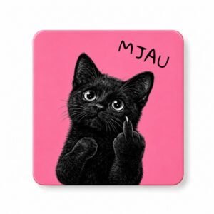 Magnet Mjau Stav - Originalan Poklon Za Ljubitelje Mačaka od finog drveta dimenzija 7.6 x 7.6 cm
