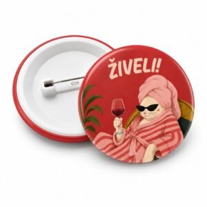 Bedž Živeli - Bedž za ljubitelje mačaka sa originalnom ilustracijom mačke | Mačketina bedževi