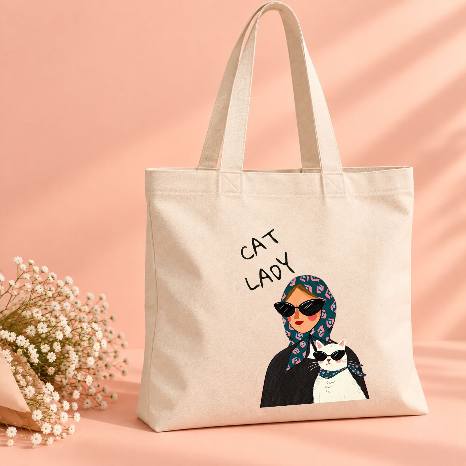 Ceger Cat Lady sa originalnim Mačketina dizajnom dame i mačke